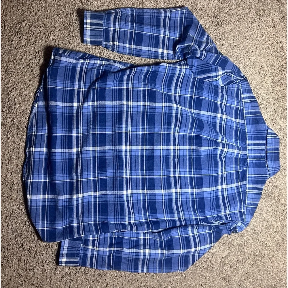 Polo Ralph Lauren Classic‎ Fit Indigo Plaid Oxford Button-Down Shirt Blue/white